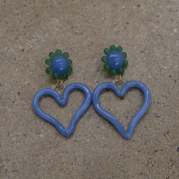 LEVENS 25 Autumn and Winter Heart-shaped Earrings LVS-AW25XLHRTE-BL/GRN-WHITE/BLUE